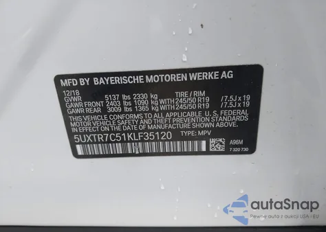 2019 BMW X3 Sdrive30I from USA, damaged, VIN 5UXTR7C51KLF35120